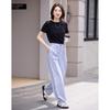 Demana Women's Fitted Round Neck T-Shirt with Side Slits