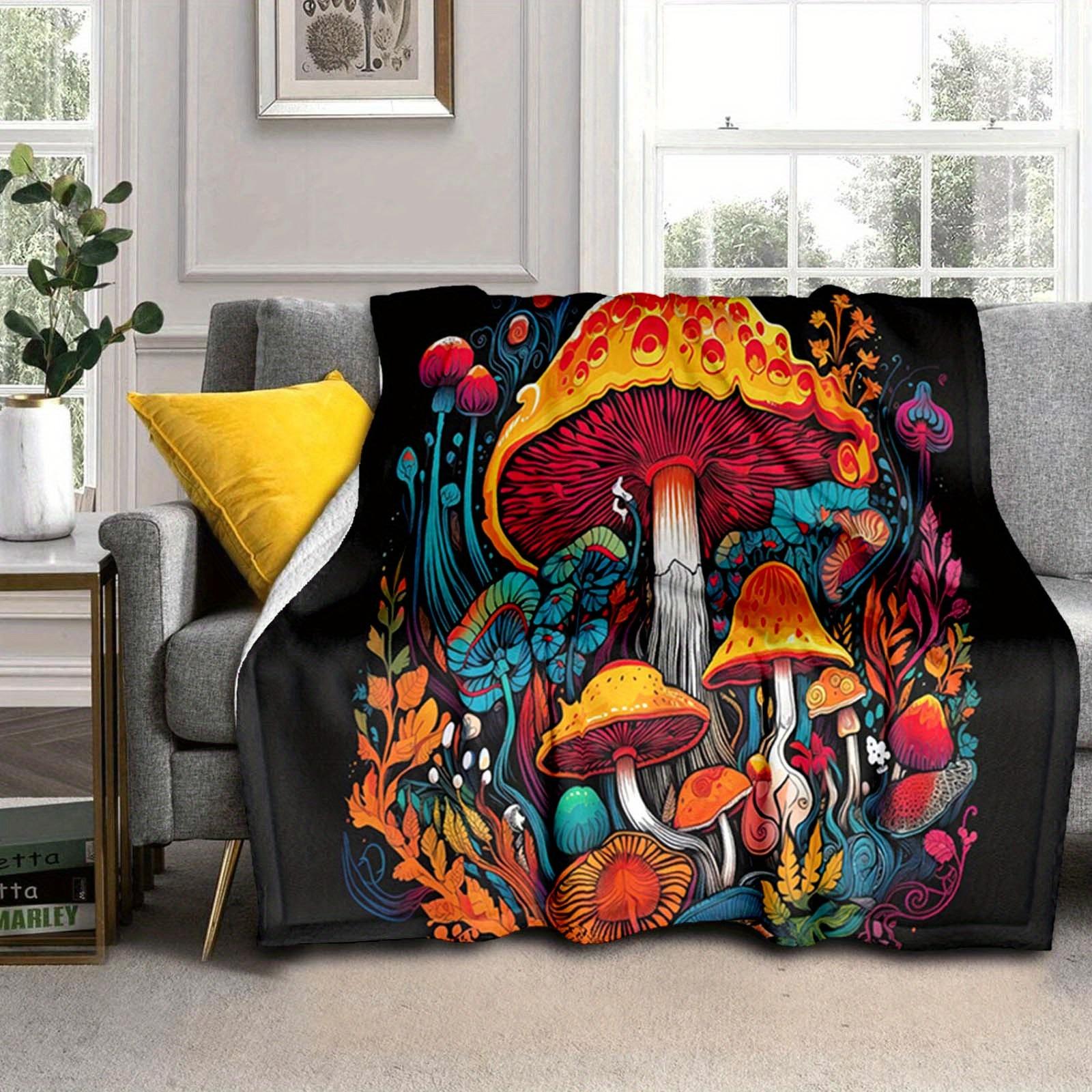 

1pc Mushroom Printed Blanket,Soft And Comfortable Blanket, Travel Sofa Bed, Office Home Decor, Birthday Gift Blanket, Boys, Girls 130cmx150cm