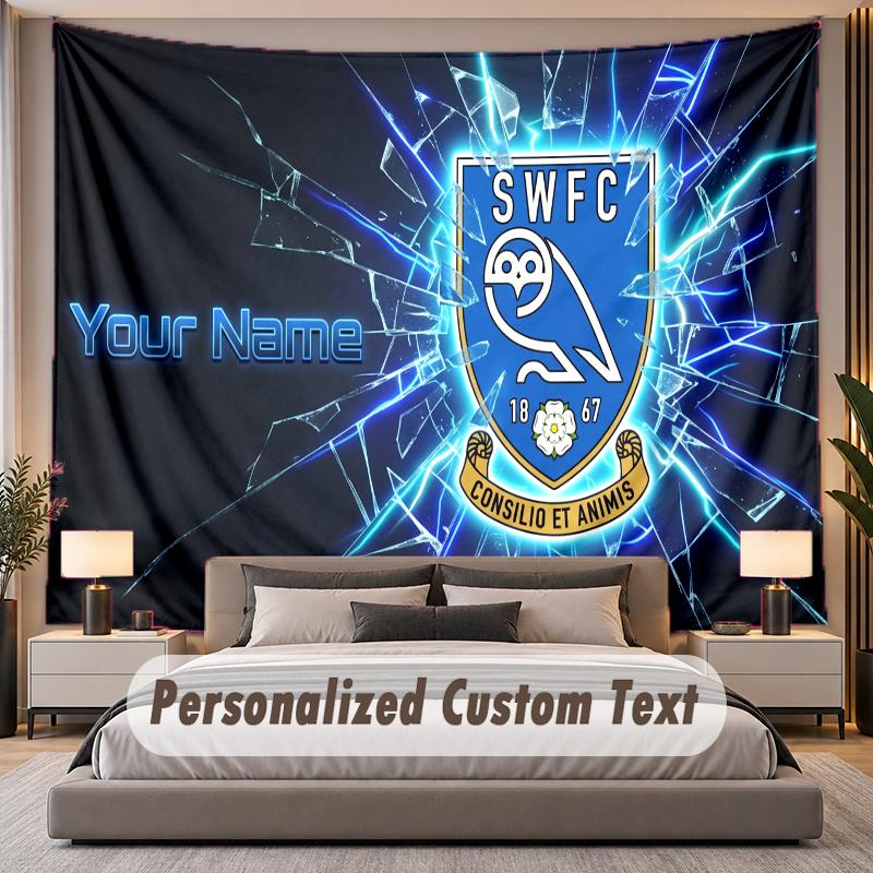 Custom Name Text Tapestry Sheffield Wednesday FC Personalized Polyester Wall Tapestry For Bedroom And Room