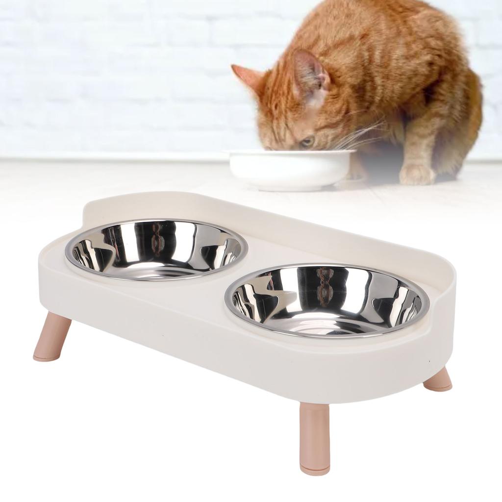 Zvýšená kočičí miska z nerezové oceli Integrované dvojité misky Zvýšená miska na kočičí jídlo a vodu pro domov