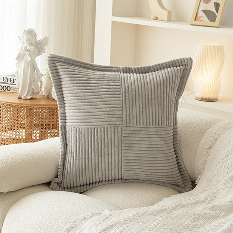 Broadside Ttriped Throw Cushion Cover 45x45cm Corduroy Pillow Covers with Splicing 18x18Inch Pillowcase for Sofa  Bed Livingroom