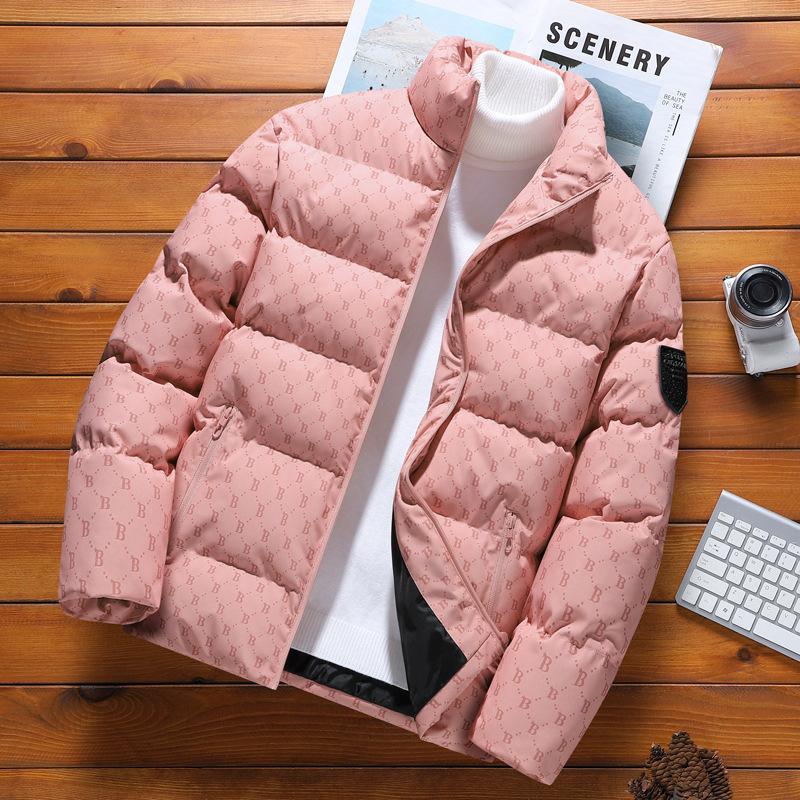 Jesień i zima 2025 lekka męska odzież bawełniana casualowy trend krótka krata przystojna męska kurtka pogrubiona torba