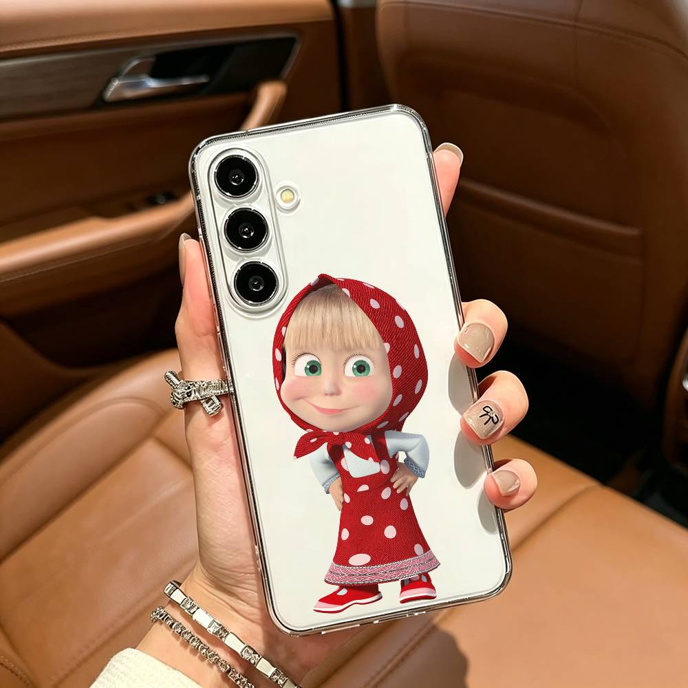 CUTE GIRL Masha and the Bear Phone Case For Samsung Galaxy A71,A70,A52,A51,A40,A30 Transparent Cover