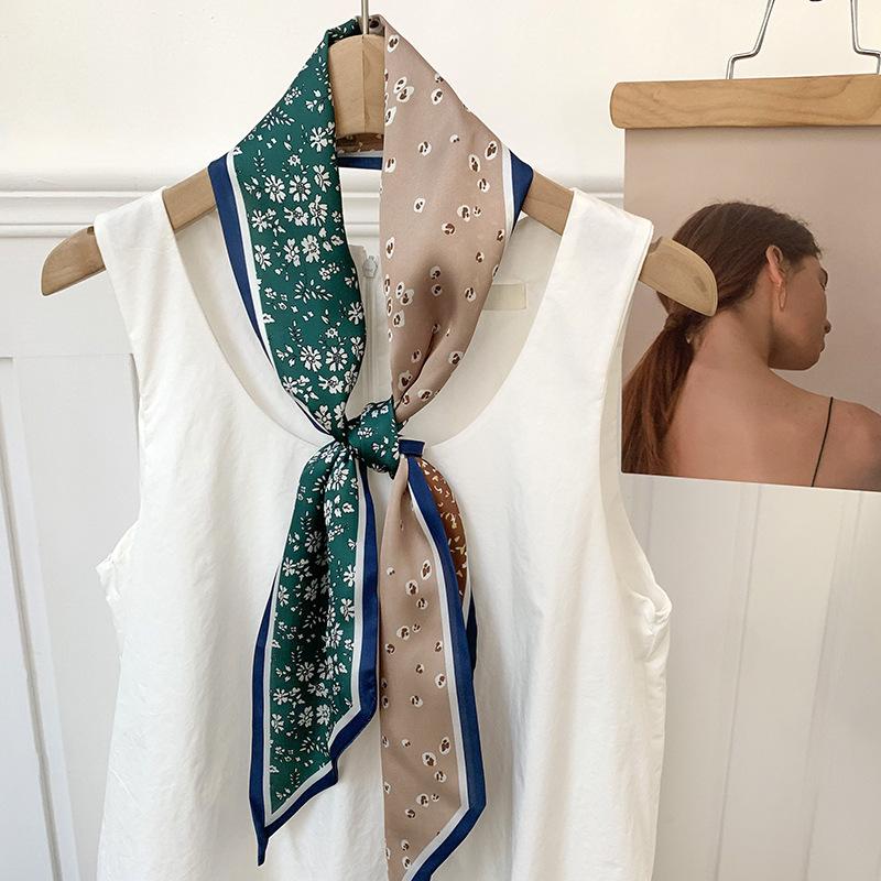 

Simulation silk thin narrow strip spring and autumn versatile silk scarf women s professional decoration small scarf headband tied bag gift scarf