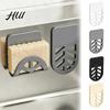 Sink Storage Basket for Soap Self-adhesive Sponge Holder, Compact Flexible Drainage Rack, Rust-proof Dish Holder Aluminum Alloy And Silicone Organizer