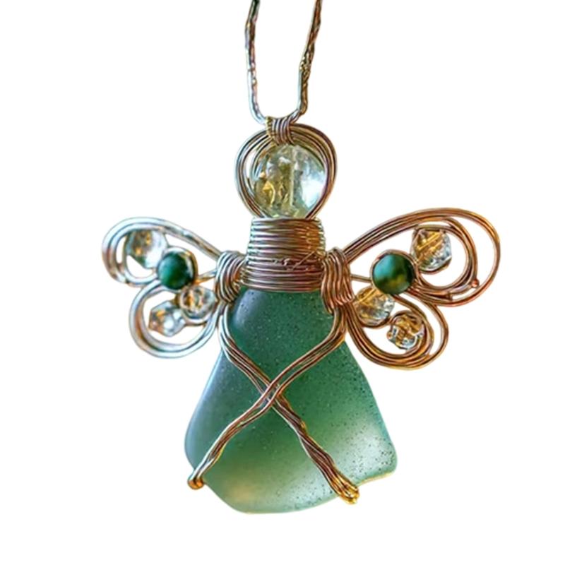 

Elegant 2D Flat Acrylic Angelic Pendant Ornament Coastal Theme Holiday Decoration For Christmas Tree Or Home Office Decors зелений