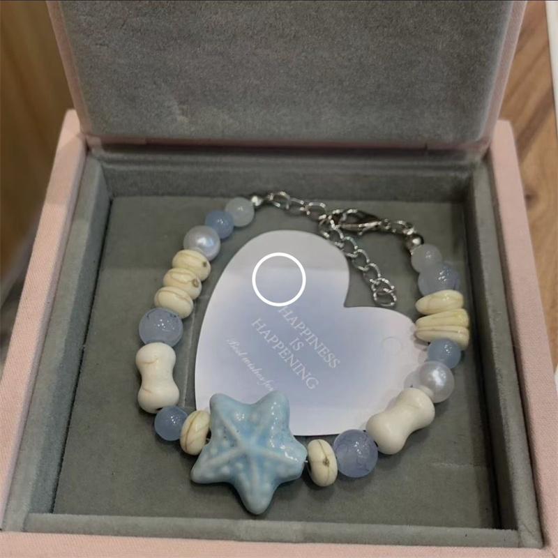 Korean Romantic Shell Star Beaded Bracelet for Women Girls Cute Harajuku Y2K Candy Color Starfish Bracelet Jewelry Accessories