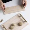 Naturlig Travertin Stenbakke Smykker Kosmetik Display Minimalistisk Boligindretning T-formet Marmor Serveringsfad