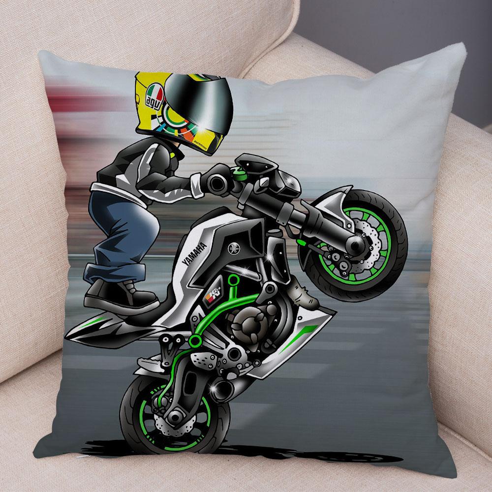 Capa de almofada para esportes radicais, capa decorativa de desenho animado para motocicleta, fronha de poliéster, cor móvel, bicicleta, sofá, casa, carro