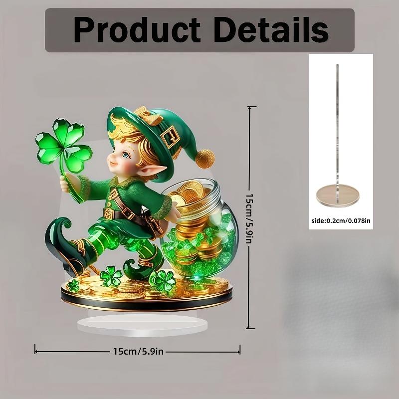2D Flat Acrylic Crystal Figurine Desktop Decoration, St. Patrick's Day Gift, Suitable for Wall Decoration, Porch, Room, Villa, Accents Home, Hallway,