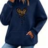 Sudadera con capucha de terciopelo para mujer, cálida, holgada, casual, con estampado de leopardo y patrón de corazón, manga larga, para otoño e invierno