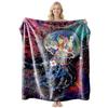 Soft Fleece Blanket With Starry Sky Print Camping Sofa Napping Air Conditioning Use Customizable Design