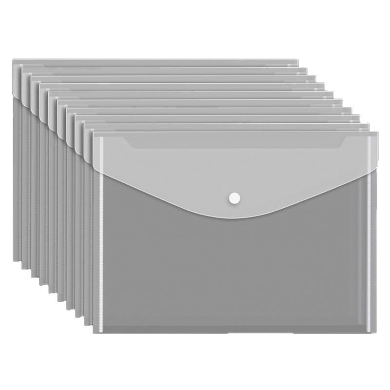 A4 Transparent Snap-Button File Bag: Thick, Large-Capacity Waterproof Folder for Student and Office Use