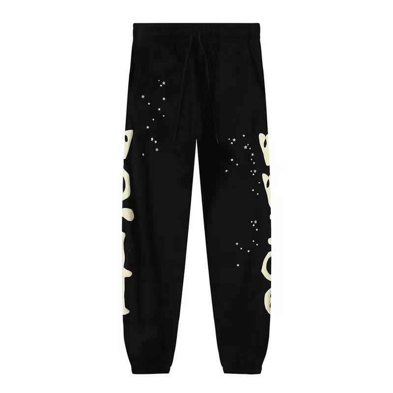 Unisex Loose Fit Two Piece Tracksuit Long Sleeve Hoodie Elastic Waist Sweatpants Spider Rhinestone Print Streetwear Matching Outfit Set