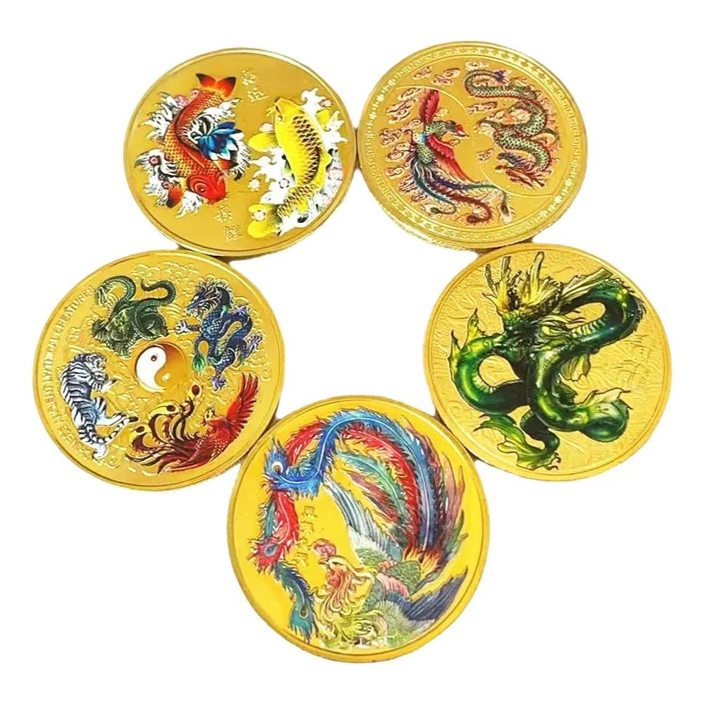 Souvenir Coin Chinese Feng Shui Commemorative Coin Dragon Phoenix Lucky Coin Collection Coin