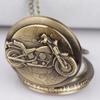 10pcs/lot Brown Popular Men's Round Quartz Cool Vintage Pocket Watch Motorcycle Design Car Birthday Gift