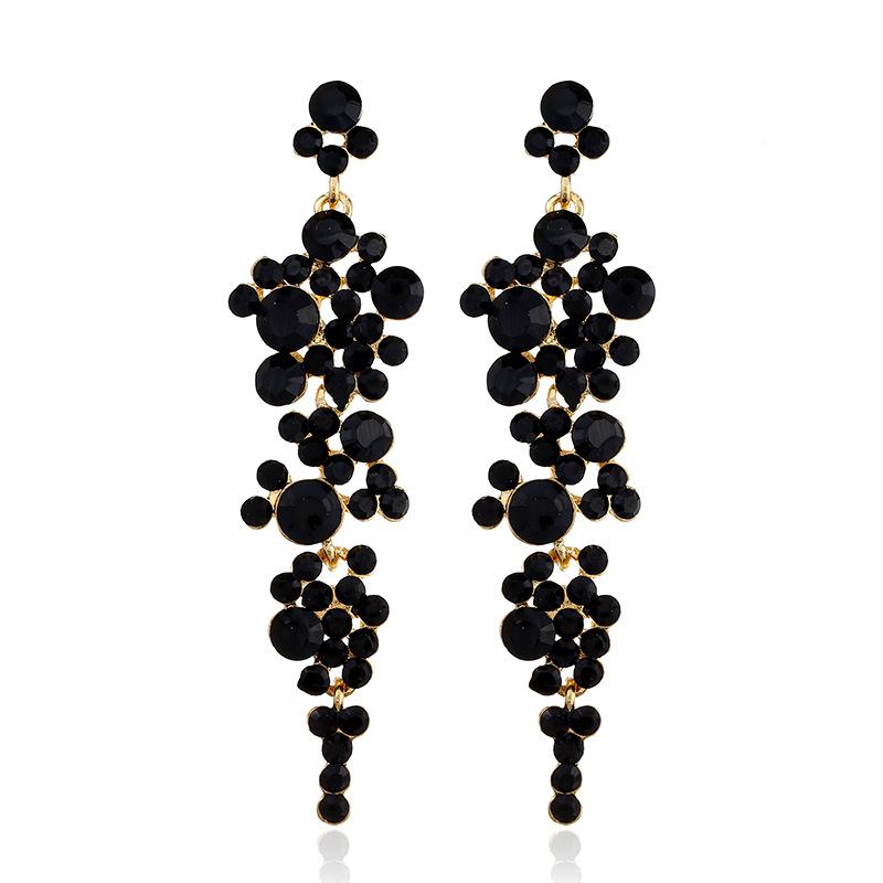 Luxury Flower Rhinestones Long Tassel Dangle Earrings Women Temperament Vintage Earring Fashion Jewelry Accessories Dinner Party