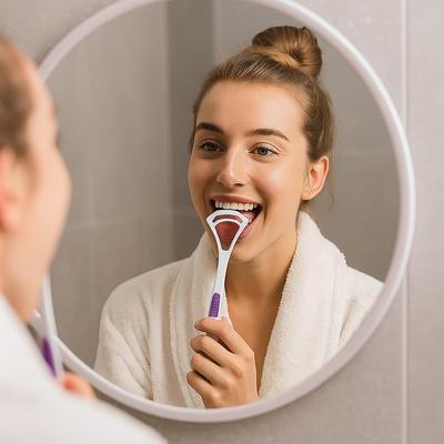 Plastic Tongue Cleaner, Fights Bad Breath & Oral Health Care Improved Taste Sense, For Adult & Children Flexible Handle Easy To Use - (Multicolor