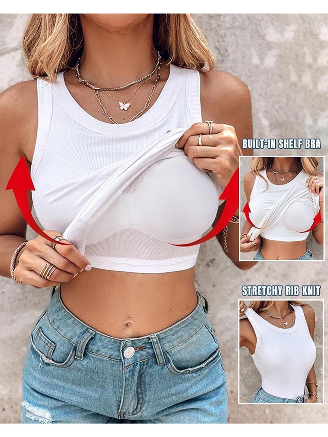 

Ladies Ribbed Seamless Belt with Chest Cushion, Wide Shoulder Strap Vest, Home Leisure, Yoga, Fitness, Sleep Wear, Slim Fit XXL