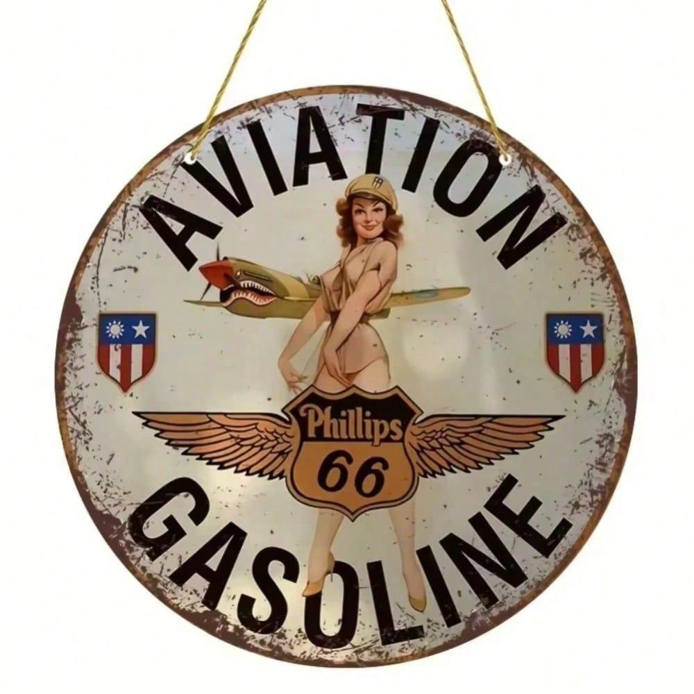 Vintage Aviation Gasoline Metal Poster, Retro Aircraft Fuel Wall Art Home Decor, Man Cave Garage Sign, Unique Gift