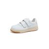 Women's White Platform Sneakers - 5cm Height Boost, Autumn Casual, Velcro, Thick Sole, Genuine Leather.