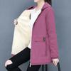 Large Size Women's Hooded Fleece Jacket Long Casual Coats Autumn Fashion Outerwear
