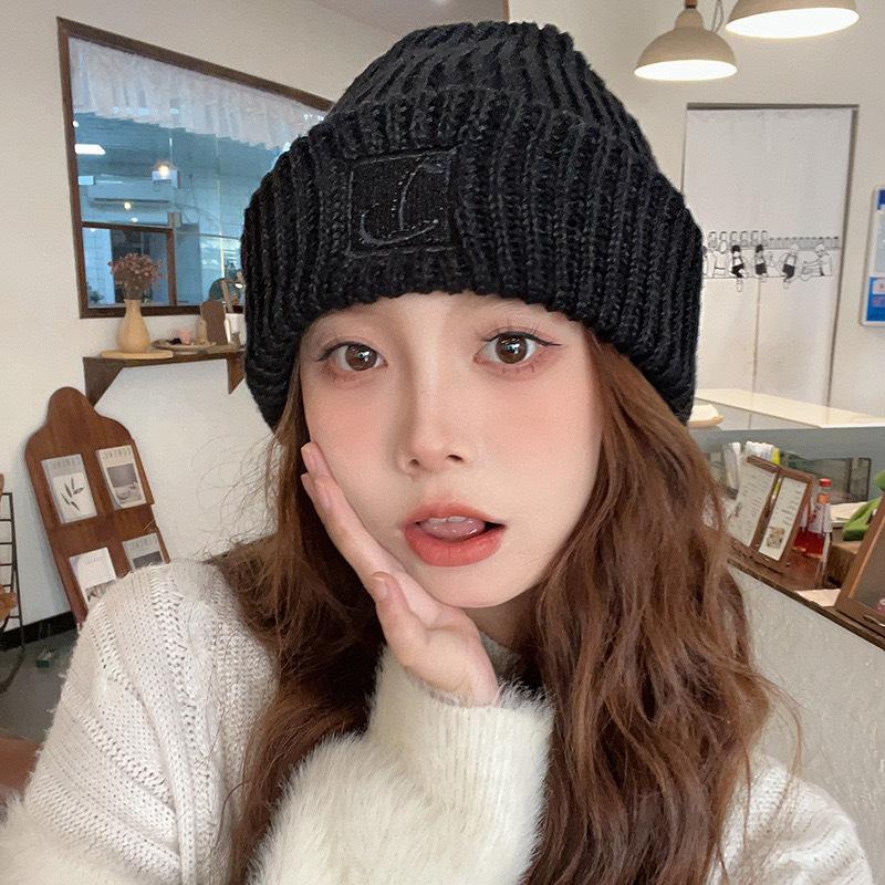 Lazy Wind Large Version Loose Face Small Wool Hat Women's Autumn and Winter Versatile Thickened Knitted Hat Headgear