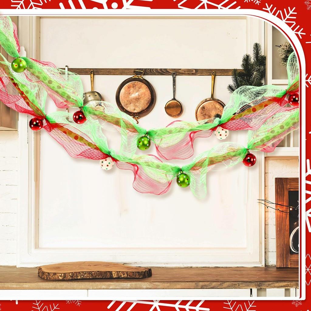 Holiday Wreath Accessory With Polyester Garland And Ribbon Beads For Christmas