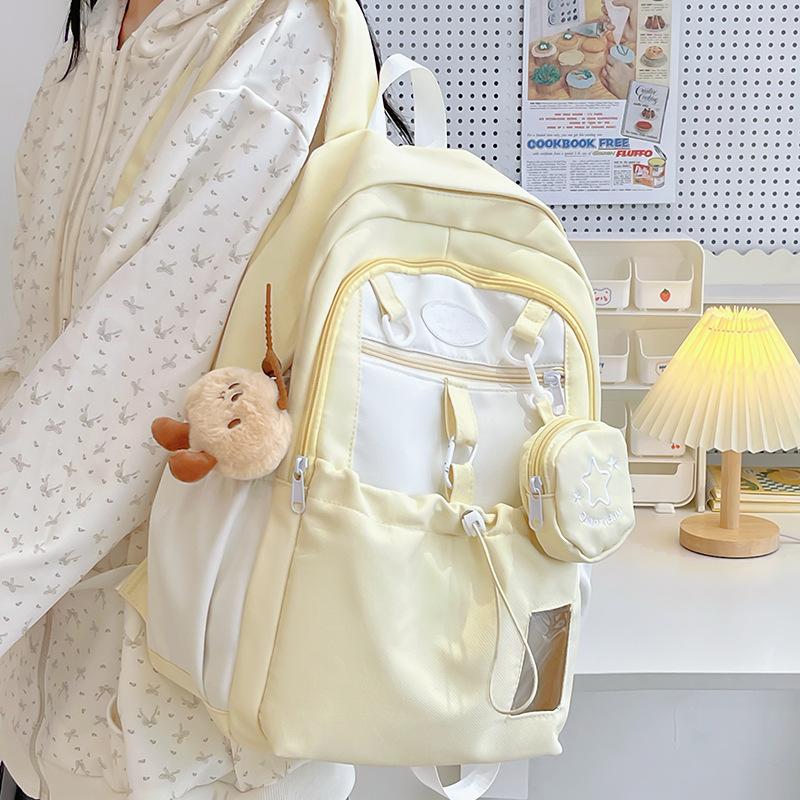 Schoolbag Korean Sweet School Bag for Girls Junior High School Students Simple Versatile Large Capacity Backpack for High School Students Female 