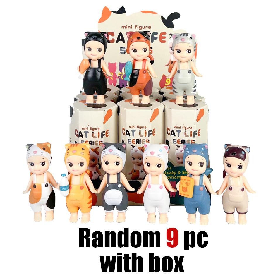 Angel Mini Figure Cat Life Series Blind Box Action Figures Toy Ornaments Doll Model for Fans Kids Christmas Gifts