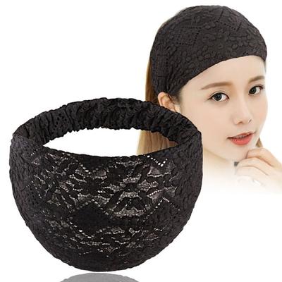 Non Slip Mesh Flower Headband Hair Hoop Wide Side Head Wrap Personality Lace Hairbands  Daily