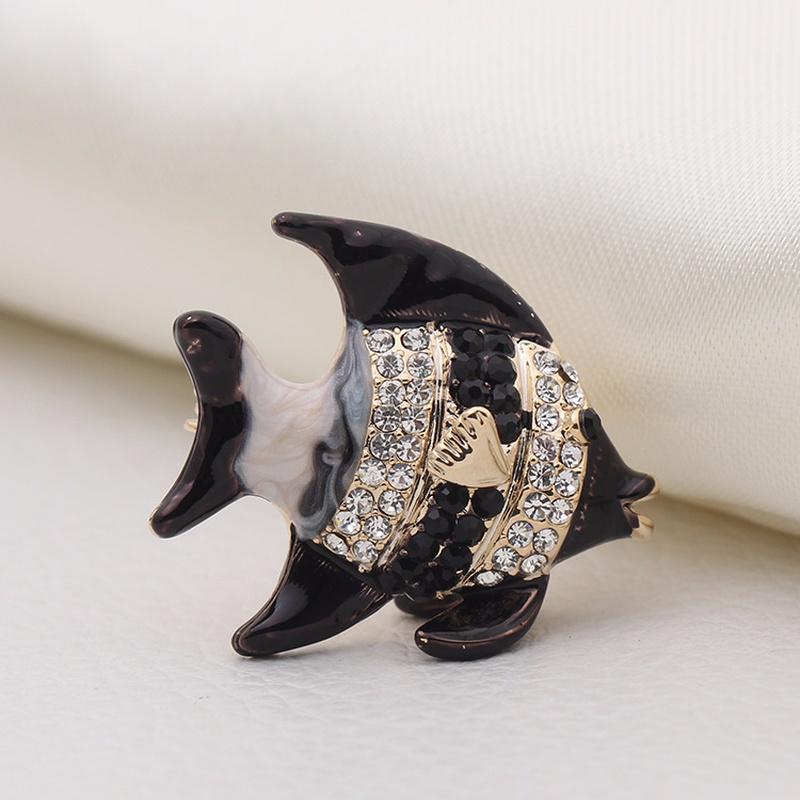 Fish Brooches Pin Animal Shinny Rhinestone Goldfish Brooch for Women Christmas Gift