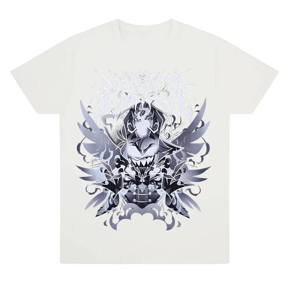Hazbin Hotel Adam Angel Heavy Metal Gothic T-Shirt, Unisex Vivziepop Fan Streetwear Tee, 100% Cotton Casual Short Sleeve Top