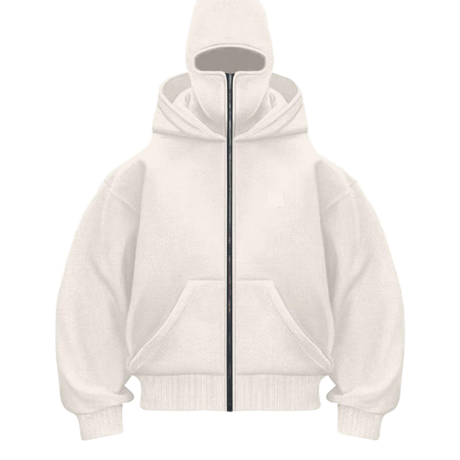 

Мужское худи балаклава, мужской пуловер на молнии до половины, мужское худи, худи для мужчин, ветрозащитная уличная одежда XL белый