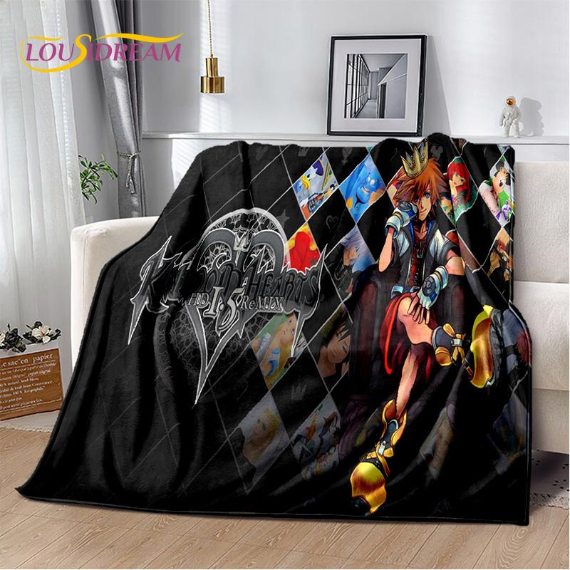 Weiche Plüschdecke mit 3D-Cartoon-Motiv „Kingdom Hearts“, Flanelldecke, Überwurfdecke für Wohnzimmer, Schlafzimmer, Bett, Sofa, Picknick, Kindergeschenk