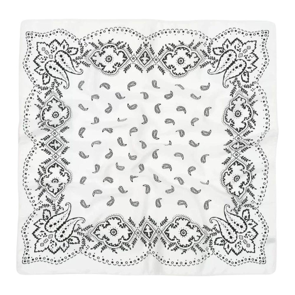 Geometric Shape Cashew Flower Print Scarf Y2K Hair Scarf Simple Silk Scarf Female белый