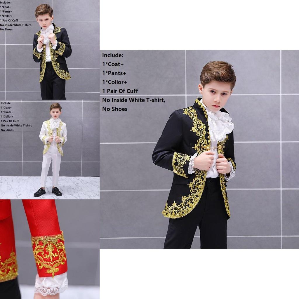 Child Boy Prince Costume With Luxurious Gold Flower Details Perfect For Fairytale Themed Events