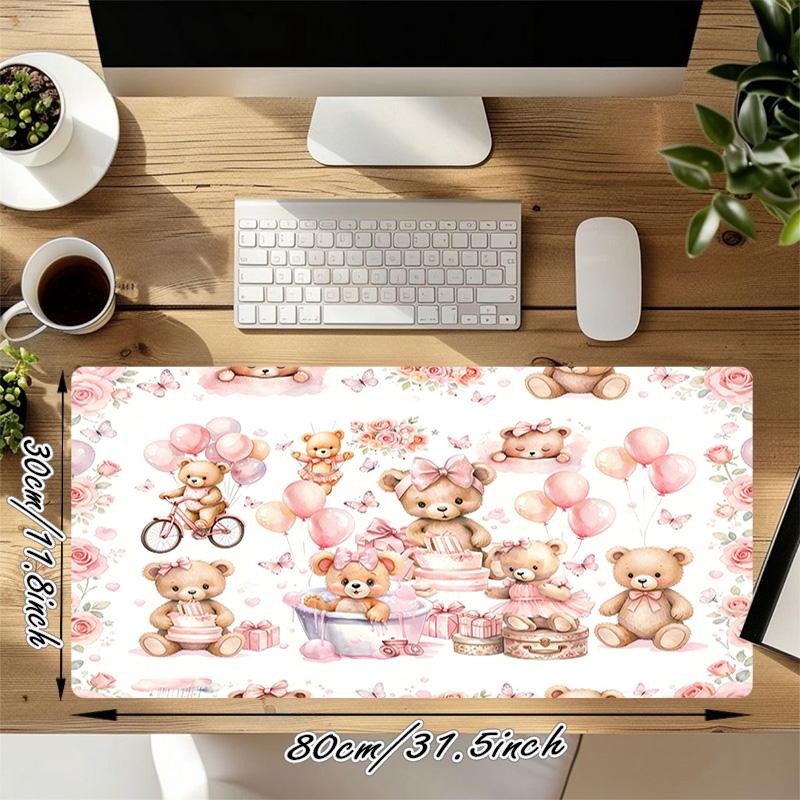 Teddy Bears Xl Gaming Mouse Pad Nonslip Rubber Base Stitched Edge Waterproof Desk Mat For Pc Laptop Gamer Office Computer Accessories C927635
