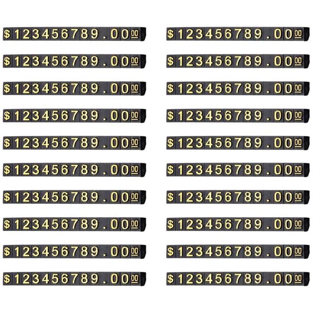 A84X-40 Sets Price Display Square Adjustable Price Tag For Price Display Counter Stand Number Letter Dollar Price Block Kit M