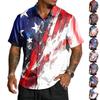 Men's Casual Independence Day Printed Lar Lightweight Breathable Short Sleeve Shirt
