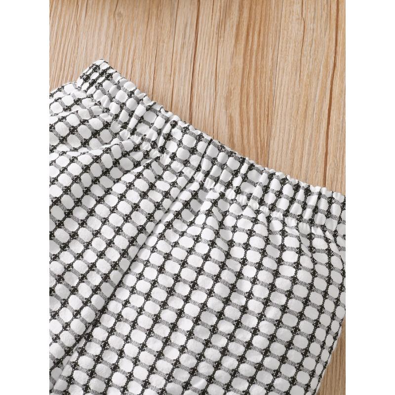 Toddler Baby Girls All-match Cute Bow Plaid Long Sleeve Dress Top & Flared Trousers Set, Kid's Patry Casual Clothes