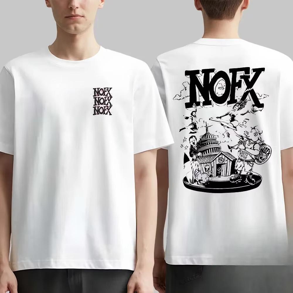 Herren Damen Fans Essentials Kurzarm Tops Modemarke Sommer Lässig Tägliches T-Shirt NOFX Rockband Grafik Baumwoll T-Shirt Unisex