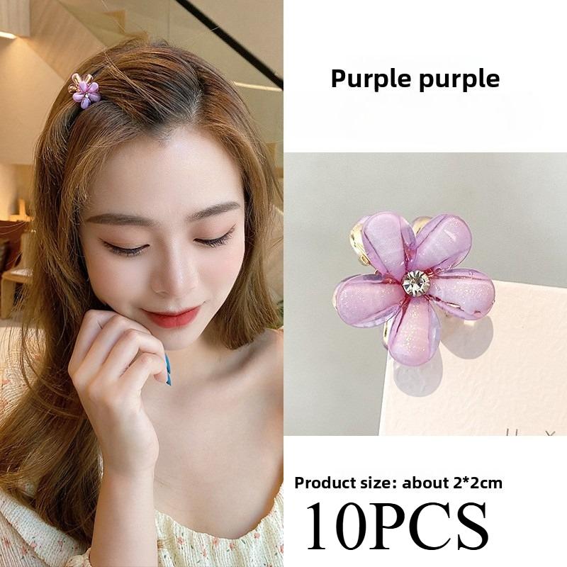 5/10PCS.Spring Camellia Hollow Small Claw Clips for Kids. Minimalist Floral Design, Durable Metal Texture, Secures Bangs Well.