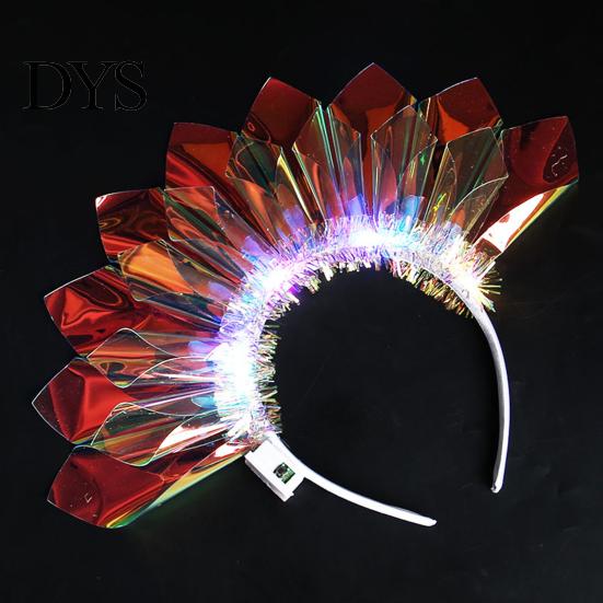 Festival Kopfschmuck 1/2 Stück LED Leuchtendes Stirnband Verstellbar Leicht Holografische Folie Leuchtendes Haar Accessoire Haarband Herren Damen Feiertag Tanzparty
