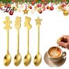 Home Afternoon Tea Accessories 4Pcs Christmas Stainless Steel Spoons Set, Gingerbread Man Tree Coffee Flatware Set Stirring Teaspoons, Dessert