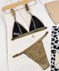 Sexy Women's Swimsuit Gold Shiny Triangle Bag Buckle Bikini Set Beachwear Bathing Suits