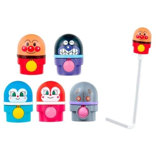[Set of 5] Anpanman Museum Exclusive Plastic Bottle Caps (5 Straw Caps) - Anpan, Baikinman, Dokin-chan, Kokin-chan, Dadandan