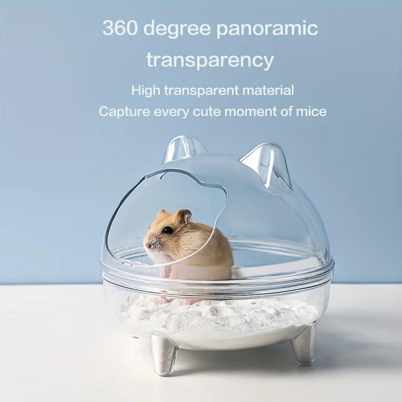 Hamster Sand Bath Small Animal Toilet Bathroom Large Space Transparent Shower Room Hamster Sand Bath Container Cage Accessories