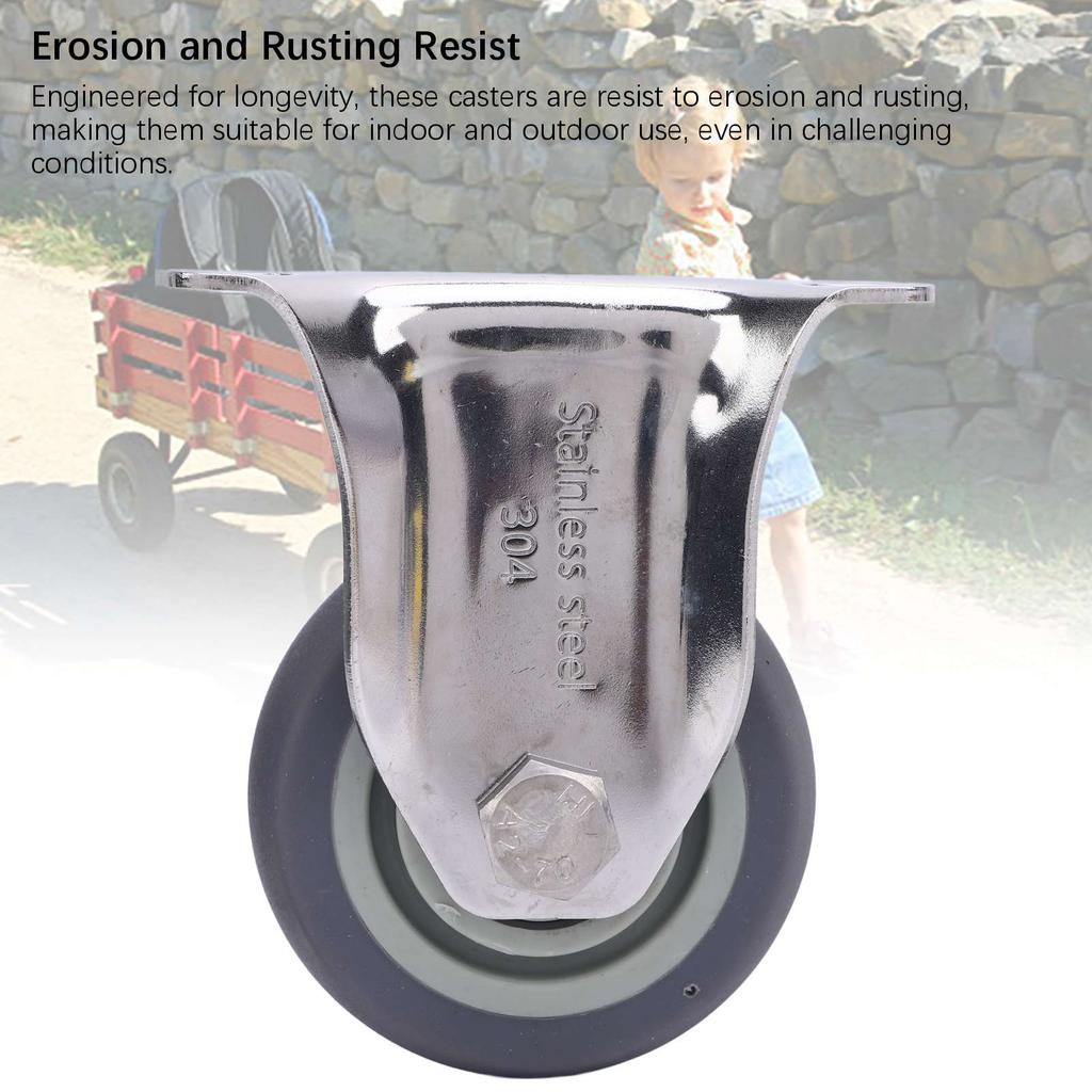 3in Directional Caster 304 Stainless Steel Frame Heavy Duty Quiet TPR Caster for Cart Furniture