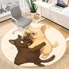 1PC Bulldog Playful Office Round Area Rug,  Mat Suitable ForOffice, Under Office Chairs Bedroom Living Room Home Decor, Room Deco
